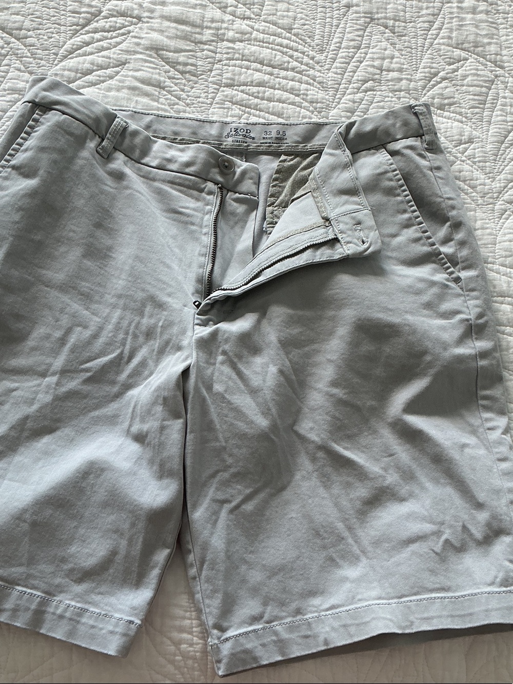 Izod Light Gray Flat Front Chino Shorts